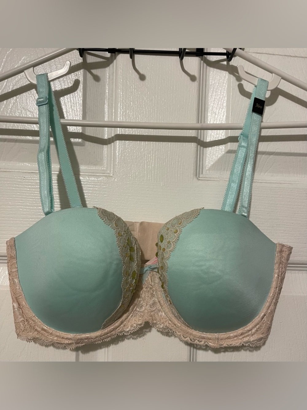 Victoria's Secret Mint Green Padded Lace-Trim Bra
